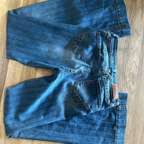 Rock & roll denim 26” wide, 34” long midrise flare pinstripes jeans - Picture 8 of 9